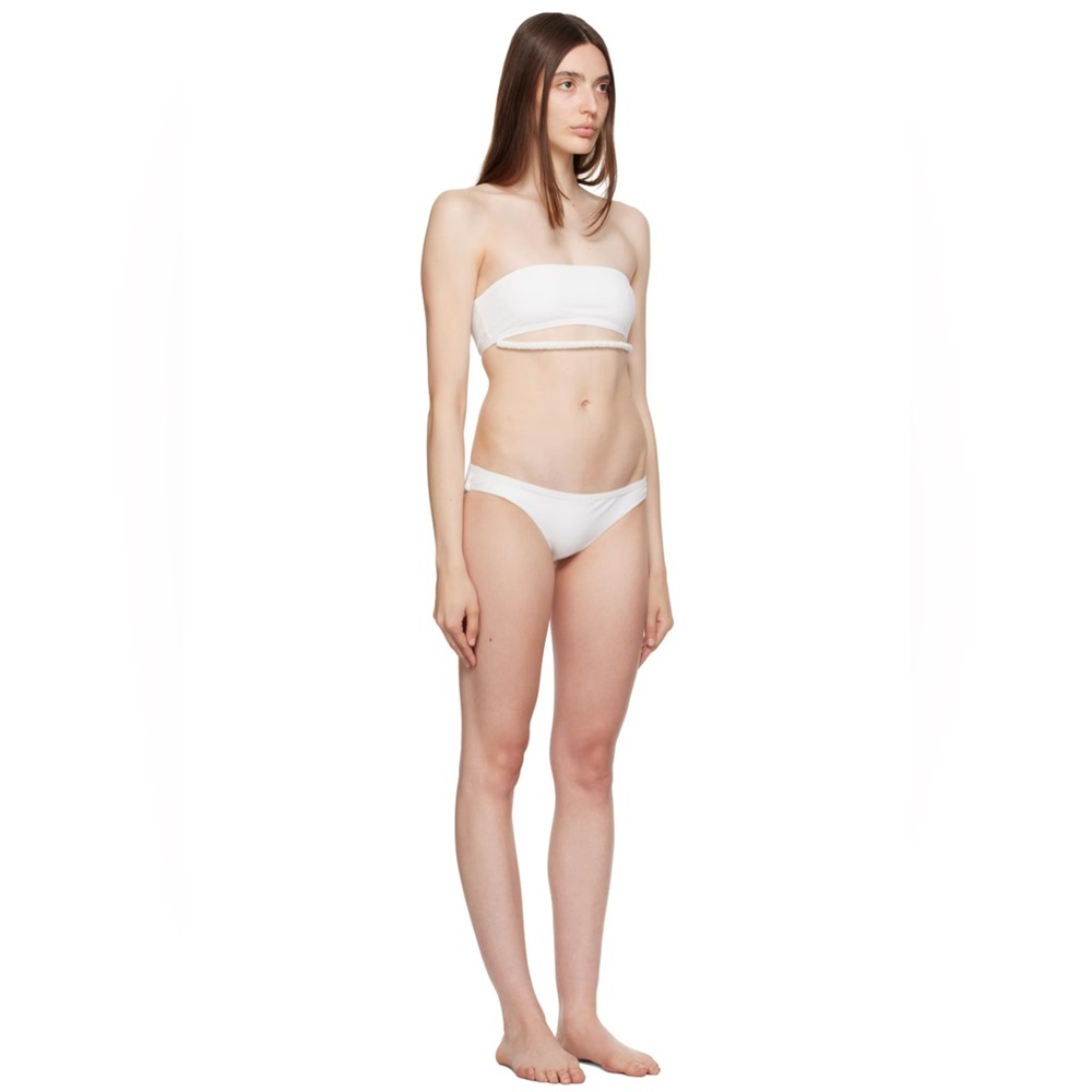 CHRISTOPHER ESBER • White Seed Strapless Bandeau Bikini